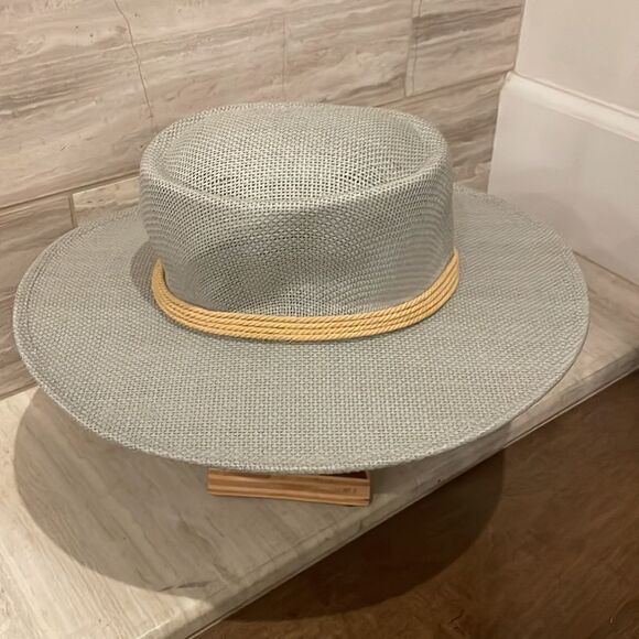 Anthropologie Light Gray Hat with Tan Band - Picture 7 of 12